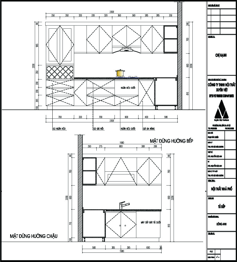 Thiết kế tủ bếp đẹp nhà chị Hạnh