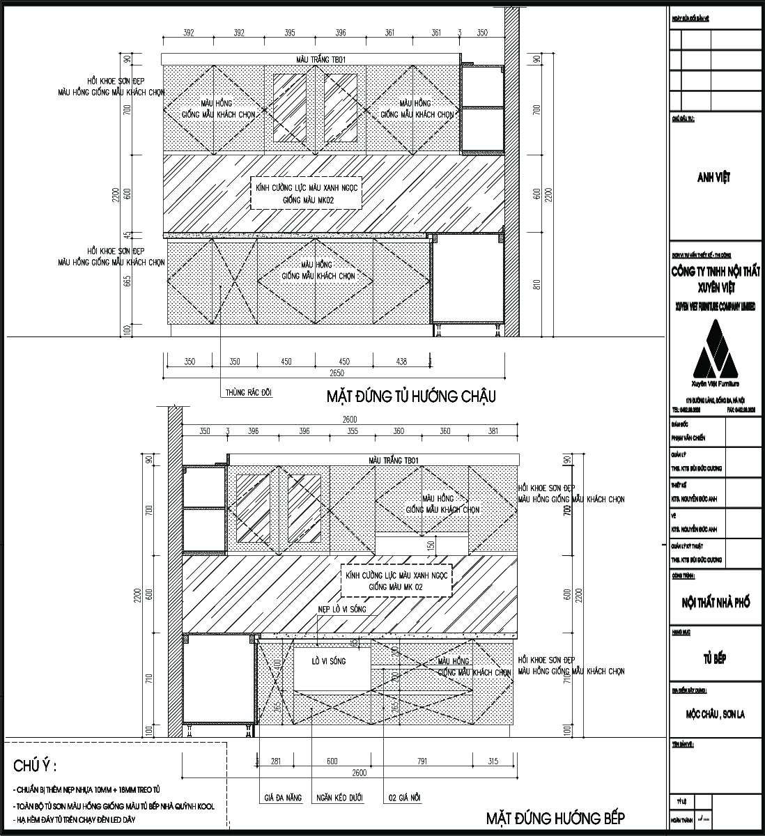Thiết kế tủ bếp nhà anh Việt