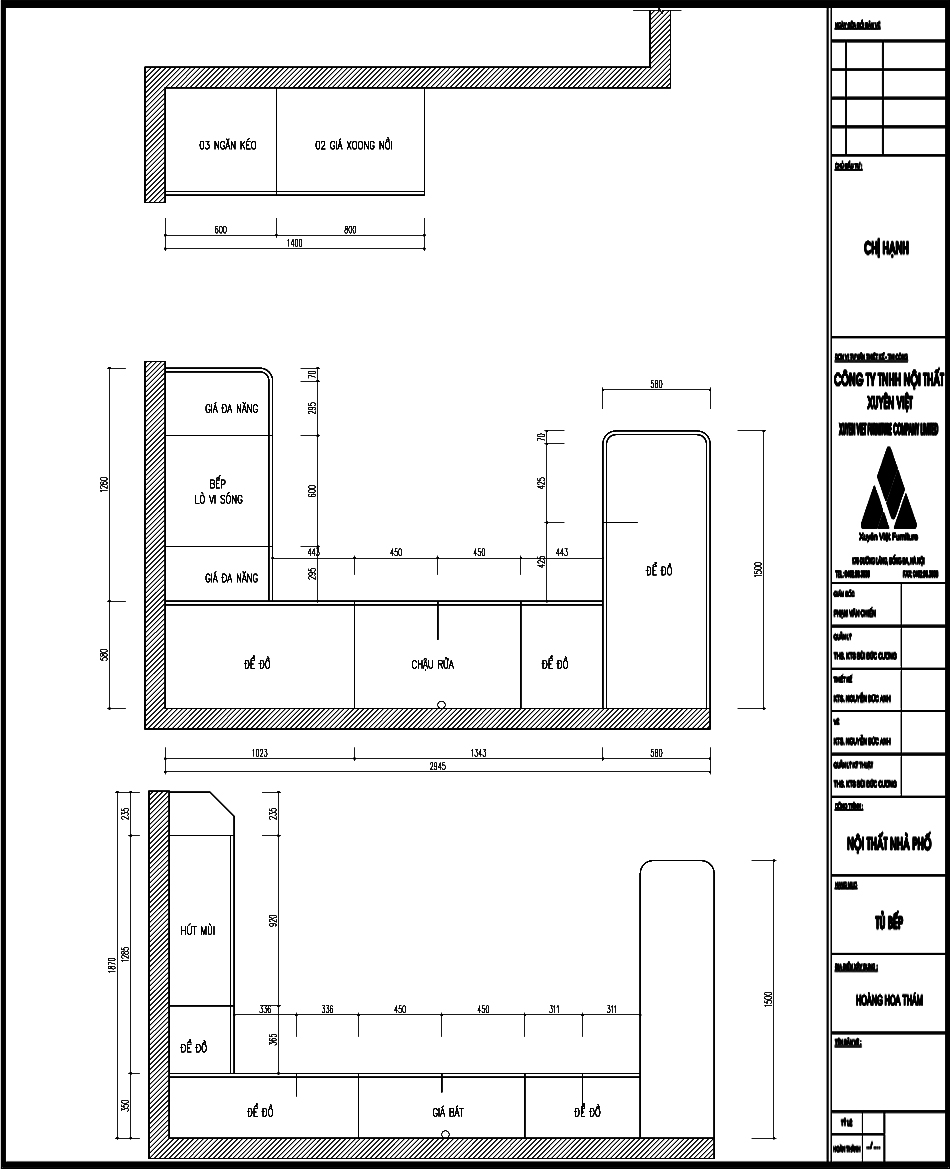 Thiết kế tủ bếp nhà anh Thịnh - hải phòng