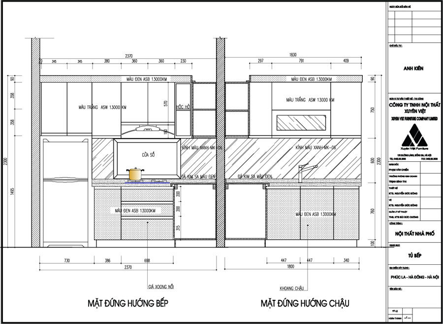 Thiết kế tủ bếp nhỏ cho nhà anh Kiên