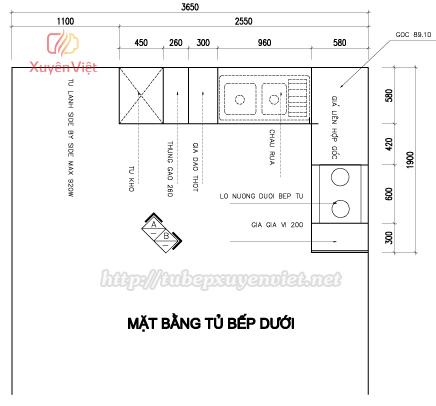 Thiết kế tủ bếp chữ L nhà anh Tân- Hải Phòng