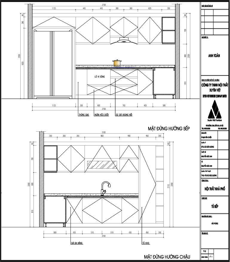 Thiết kế tủ bếp đẹp hiện đại nhà anh Toàn tại Hải Phòng