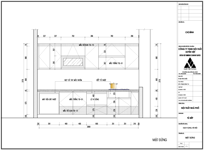 Thiết kế tủ bếp nhựa chữ i nhà chị Bình - Hà Nội