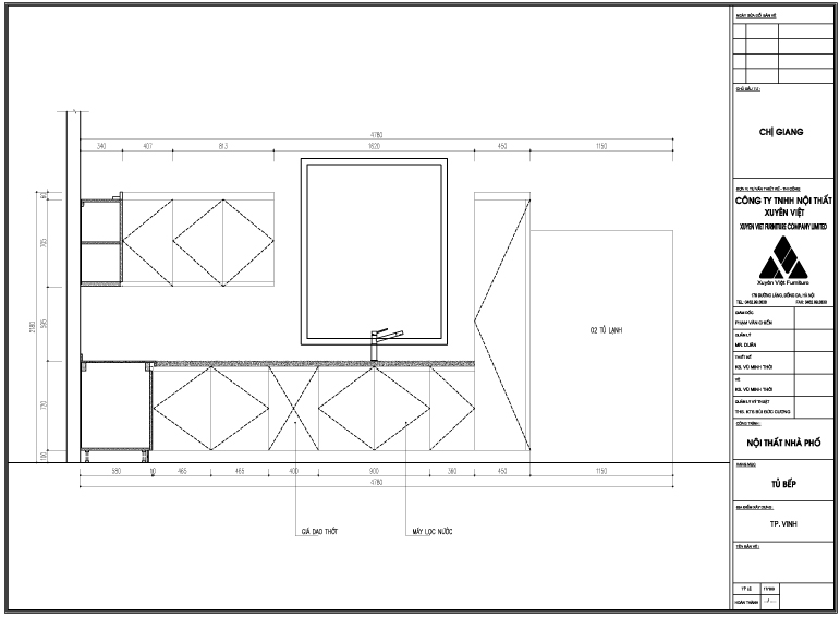 Thiết kế tủ bếp nhựa nhà chị Giang - tp Vinh