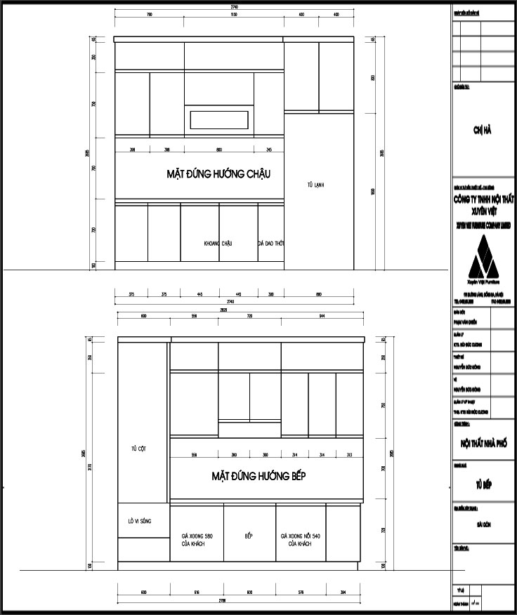 Thiết kế tủ bếp đẹp HCM nhà chị Hà