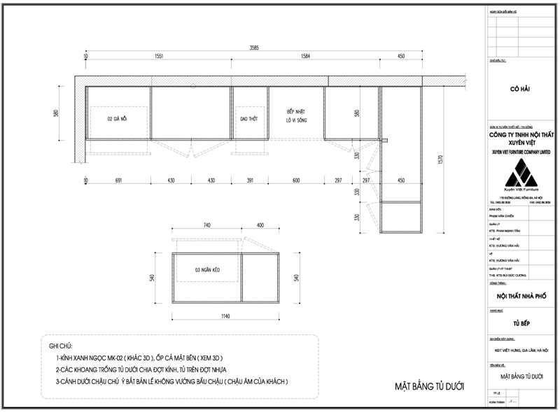 Thiết kế tủ bếp đẹp hiện đại nhà chị Hải 