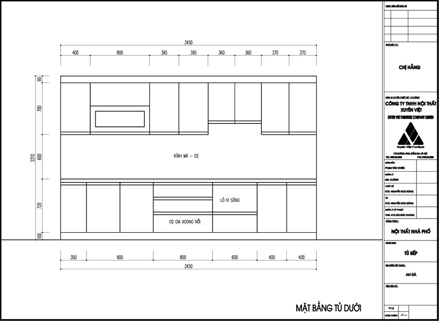 Thiết kế công năng tủ bếp nhà chị Hằng