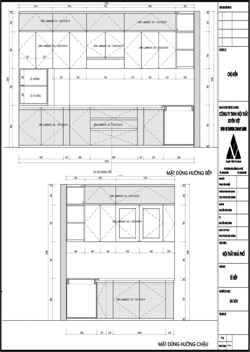 Thiết kế tủ bếp đẹp nhà chị Hiền