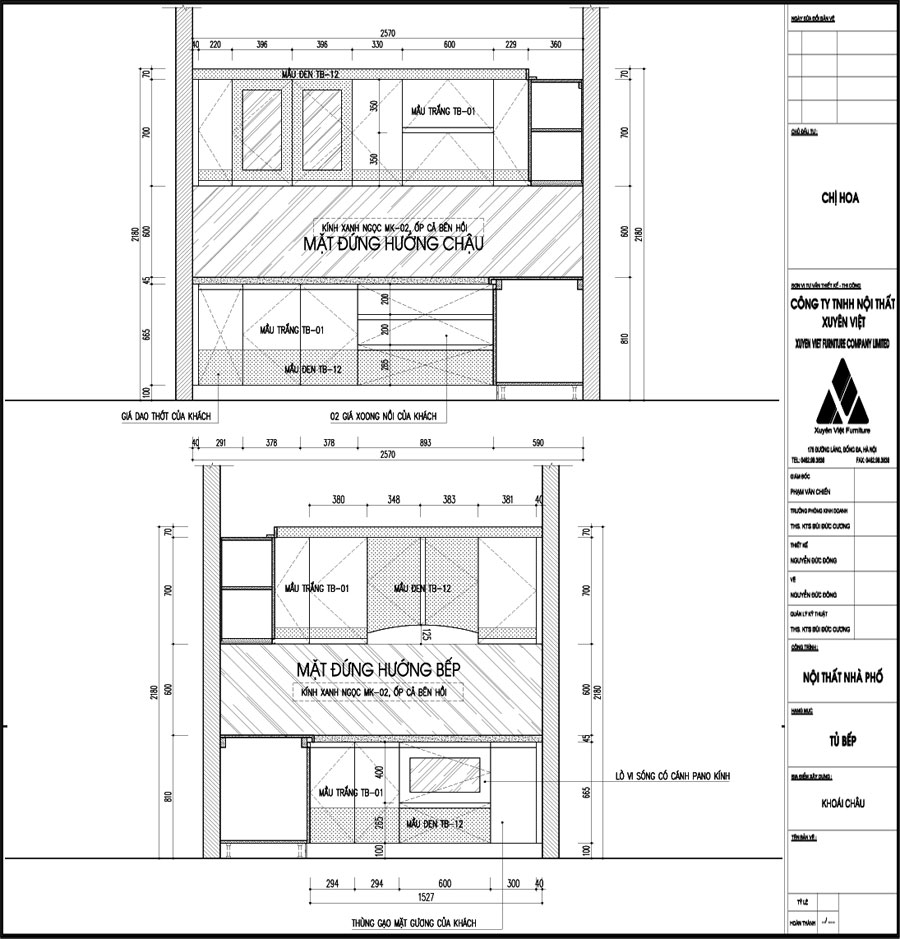 Thiết kế tủ bếp nhà chị Lan Hưng Yên