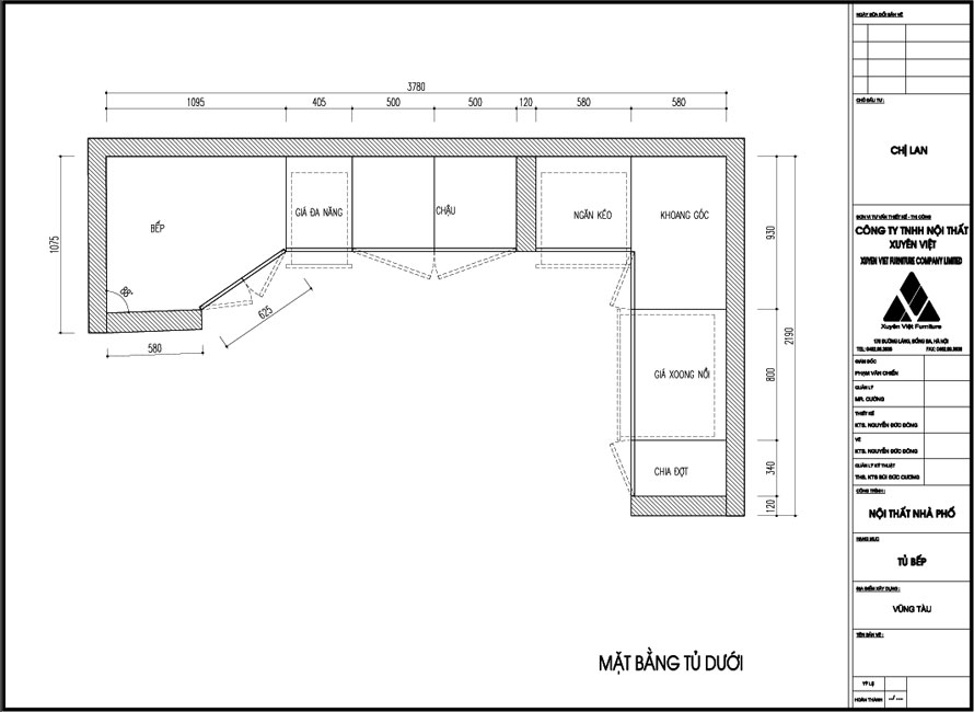 Thiết kế tủ bếp nhà chị Lan