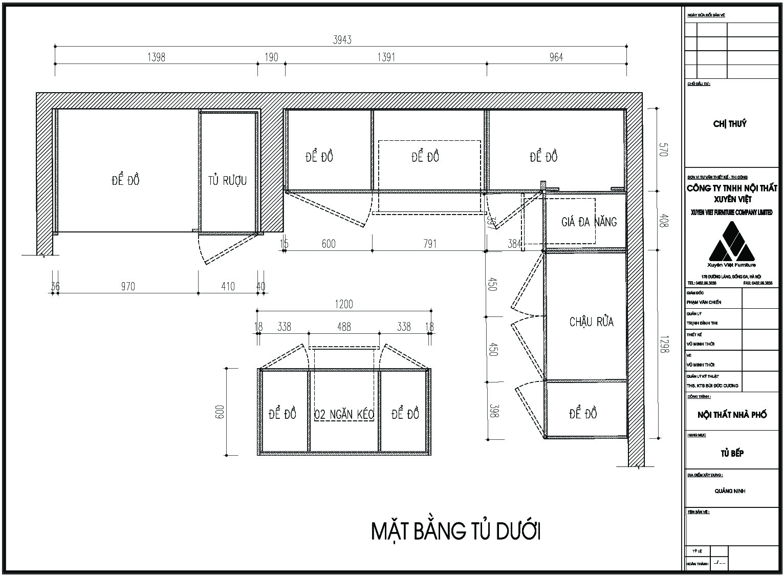 thiết kế tủ bếp chị Thúy