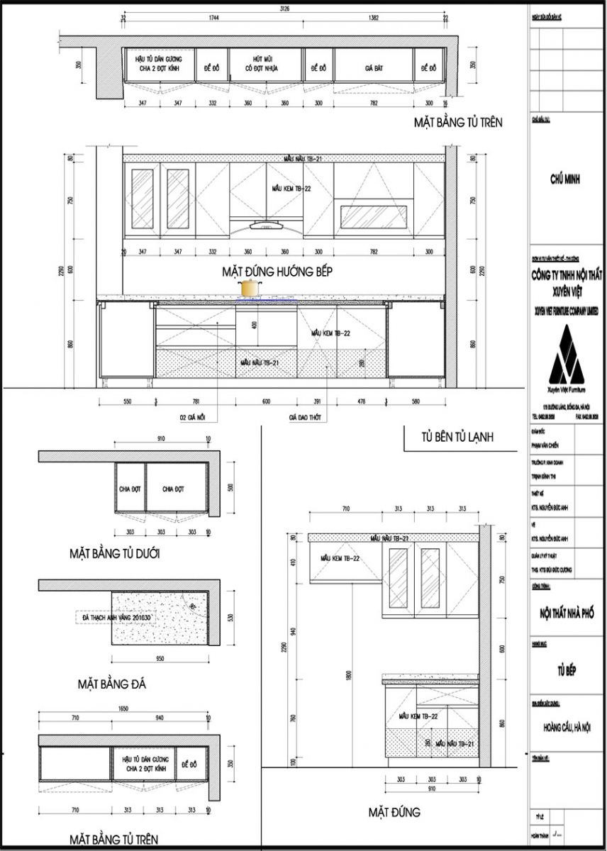 Thiết kế tủ bếp chịu nước nhà chú Minh