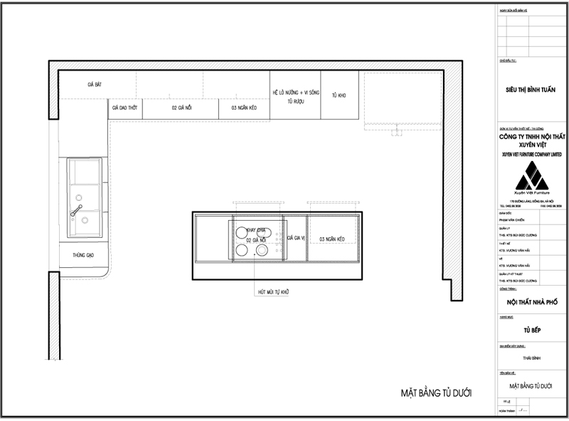 Thiết kế tủ bếp nhà anh Tuấn - Thái Bình