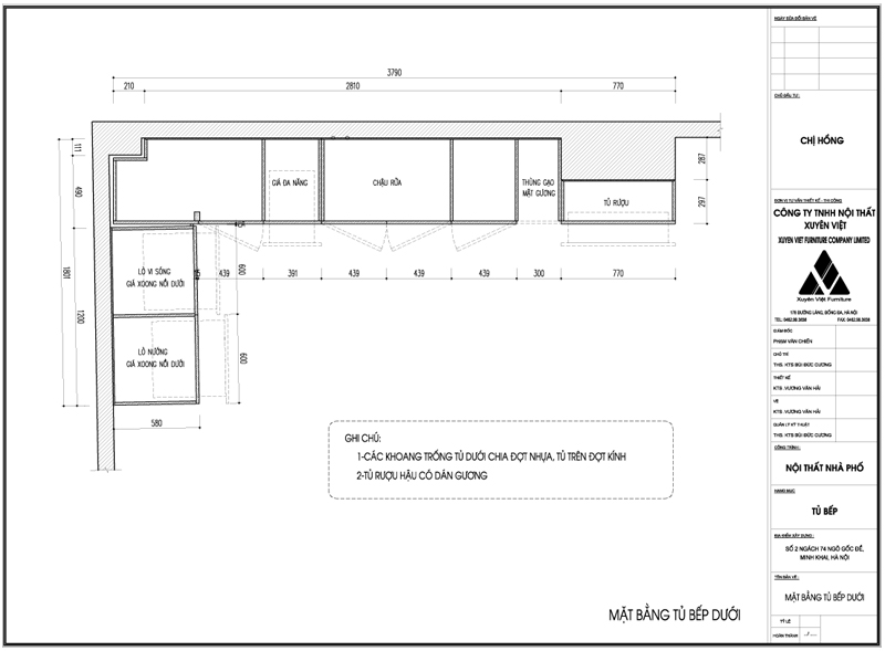 Thiết kế công năng tủ bếp chị Hồng- Minh Khai, Hà Nội