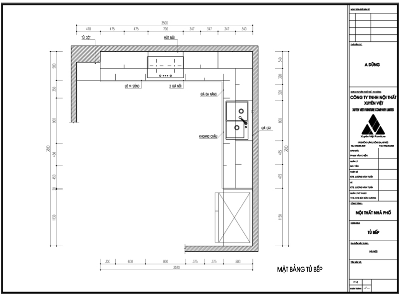 Thiết kế tủ bếp đẹp nhà anh Dũng