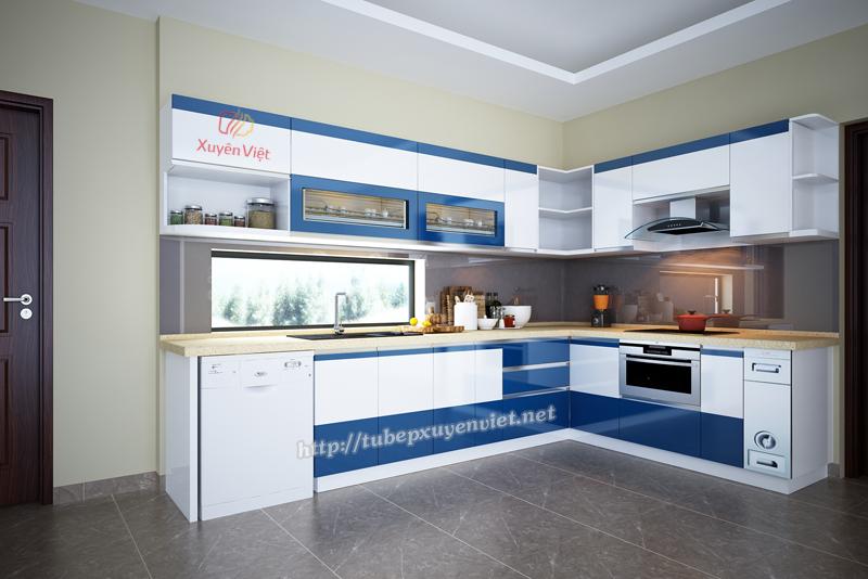 Thiết kế tủ bếp đẹp chữ L nhà chị Trang - Gia Lâm, Hà Nội