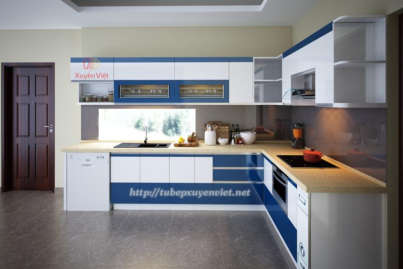 Thiết kế tủ bếp đẹp chữ L nhà chị Trang - Gia Lâm, Hà Nội