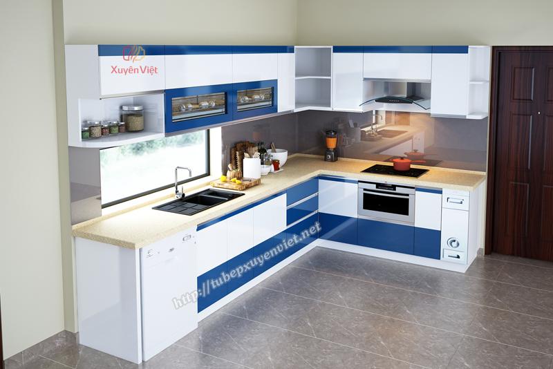 Thiết kế tủ bếp đẹp chữ L nhà chị Trang - Gia Lâm, Hà Nội