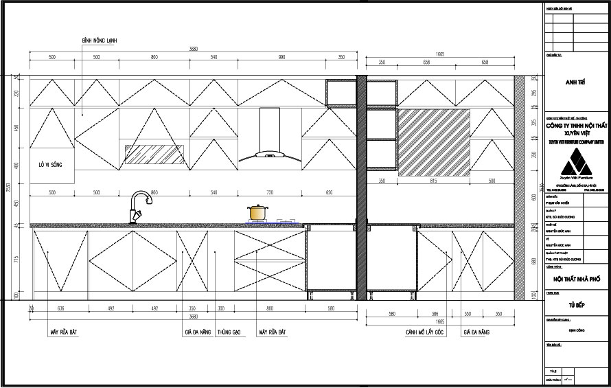 Thiết kế tủ bếp chung cư nhà anh Trí