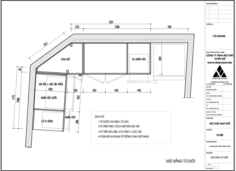 Thiết kế công năng tủ bếp nhà cô Nhung - Hàng Giấy, Hà Nội