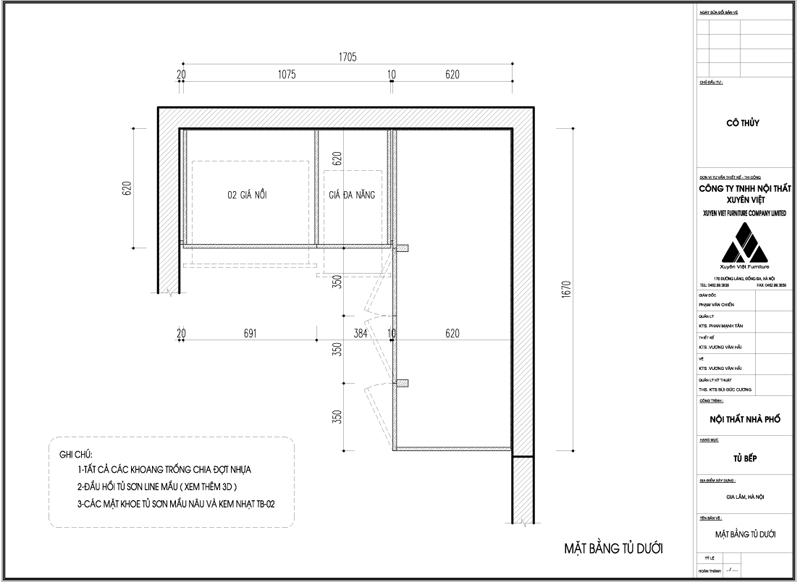 Thiết kế công năng tủ bếp nhà cô Thủy