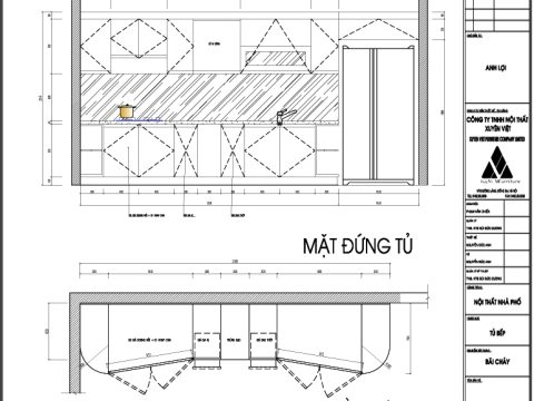 Tủ Bếp Chữ I Điểm Nhấn Bo Góc 2 Bên – IS-4001