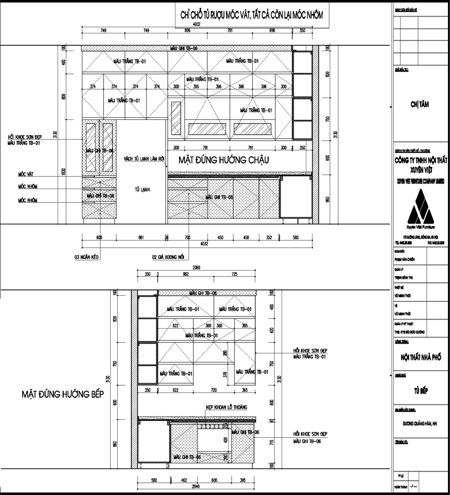 Thiết kế tủ bếp nhà chị Tâm