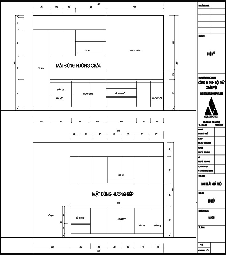 Thiết kế tủ bếp đẹp nhà chị Mỹ