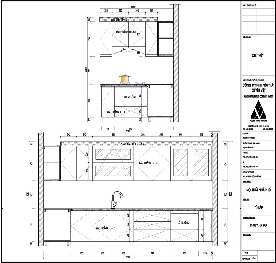 Thiết kế tủ bếp đẹp nhà chị Thùy