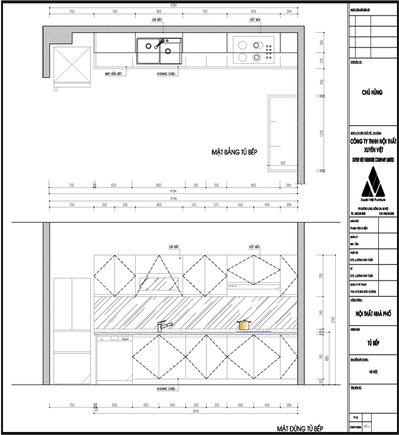 Thiết kế tủ bếp đẹp nhà chú Hùng