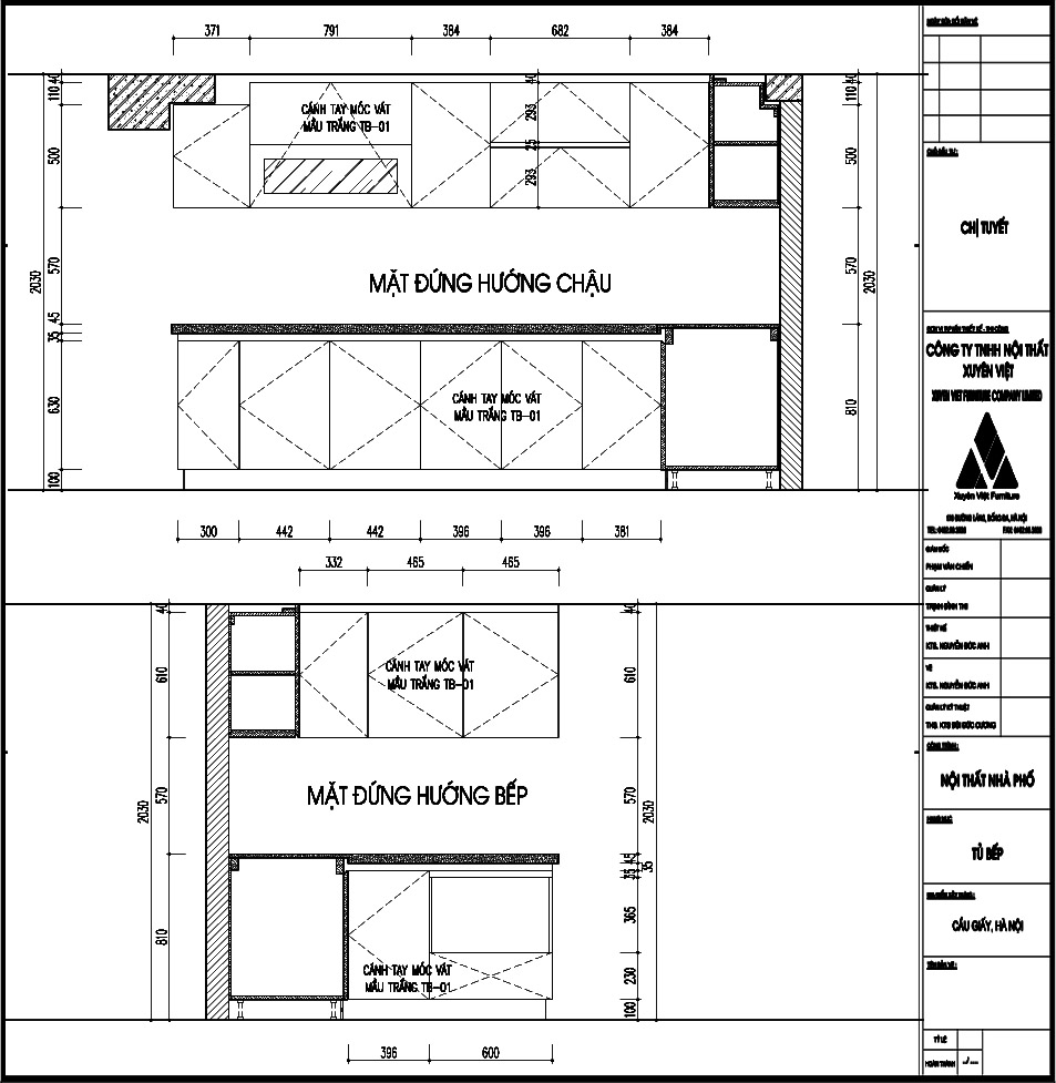 Thiết kế tủ bếp đẹp nhà chị Tuyết