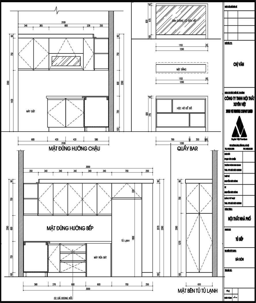 Thiết kế tủ bếp đẹp tại HCM nhà chị Vân