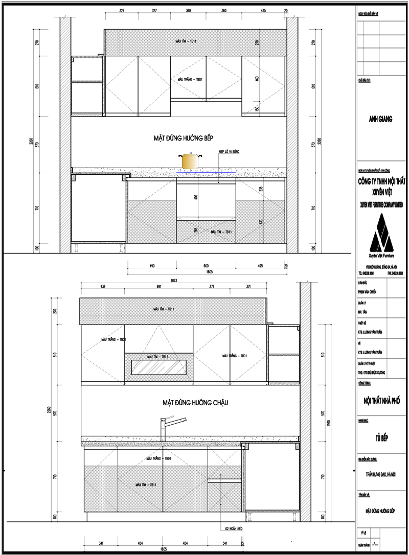 Thiết kế tủ bếp đẹp chị Giang - Hà Nội