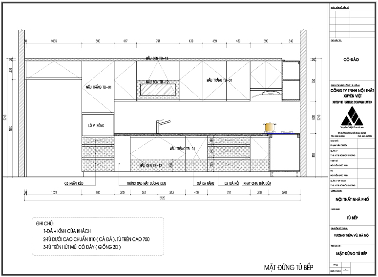 Thiết kế tủ bếp đẹp theo phong thủy nhà cô Đào