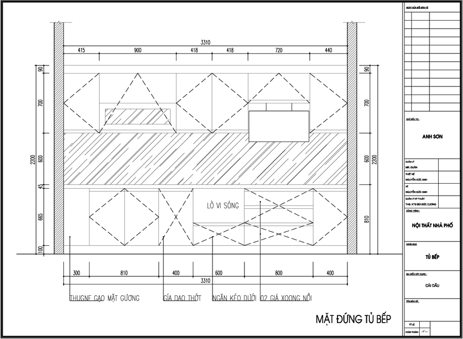 Thiết kế tủ bếp đẹp nhà anh Sơn - Quảng Ninh