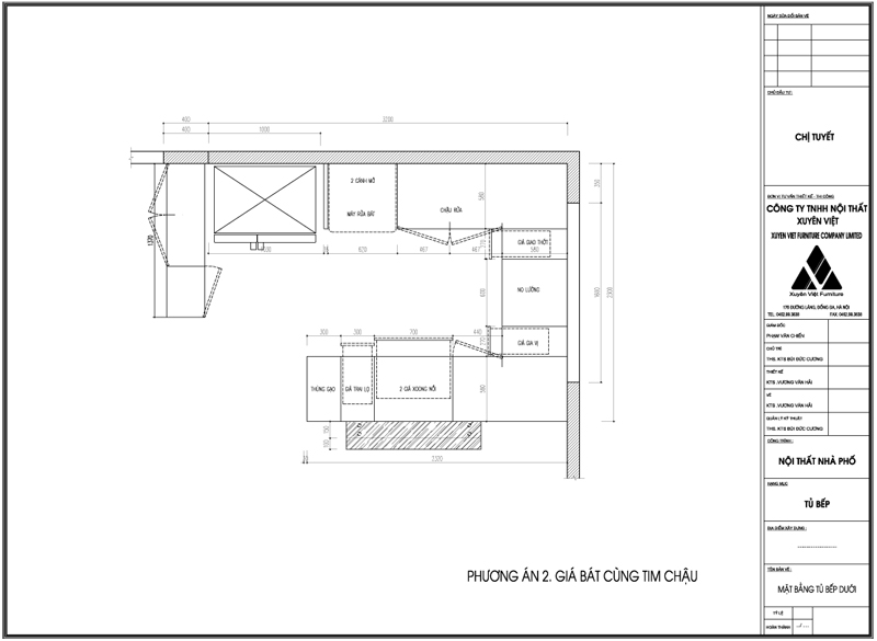 Thiết kế tủ bếp dưới nhà chị tuyết - hải phòng