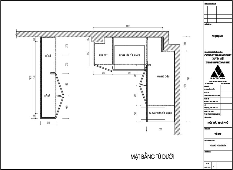 Thiết kế tủ bếp hiện đại nhà chị Hạnh