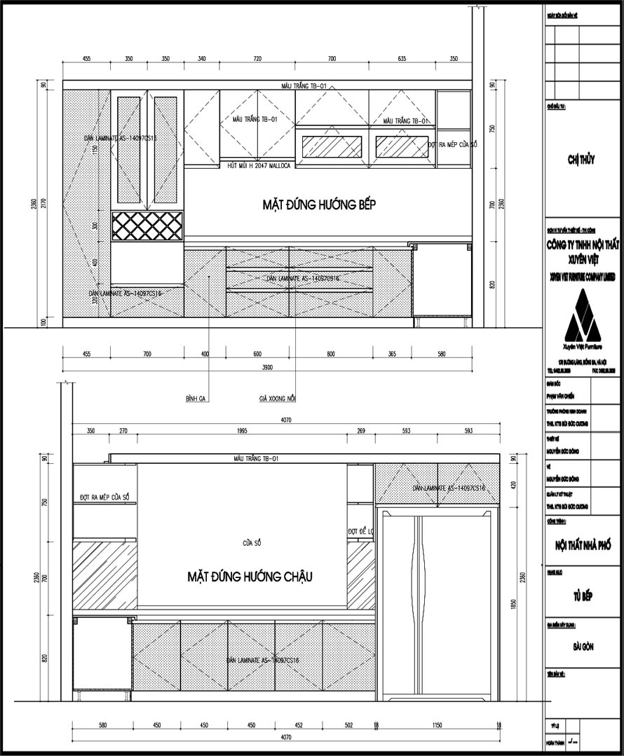 Thiết kế tủ bếp laminate nhà cô Thủy
