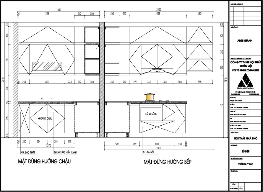 Thiết kế tủ bếp đẹp chung cư anh Hải