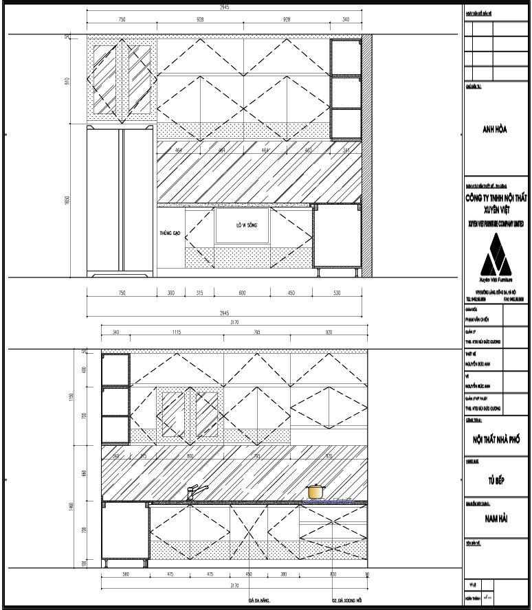 Thiết kế tủ bếp đẹp nhà anh Hòa