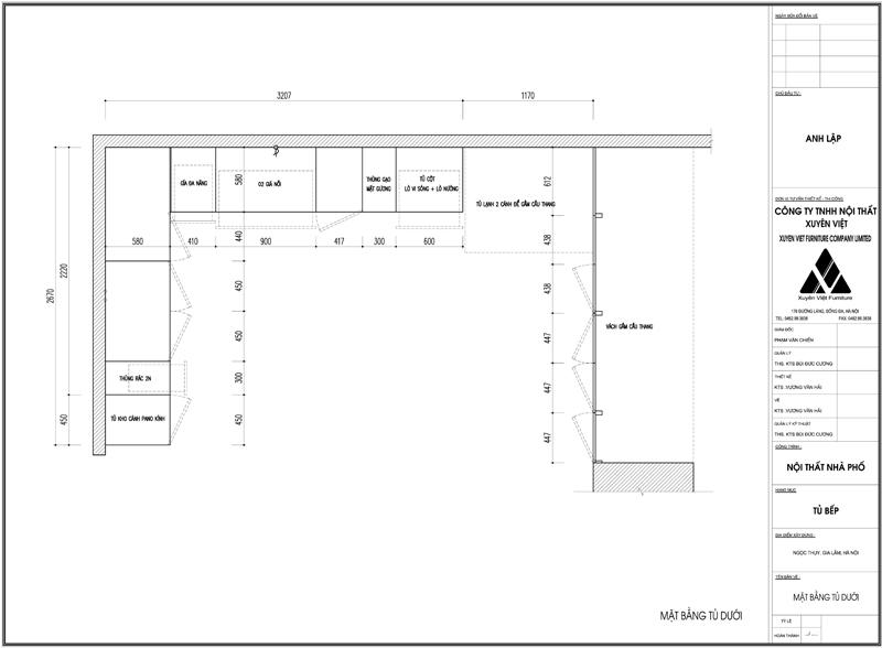 Thiết kế công năng bếp nhà anh Lập