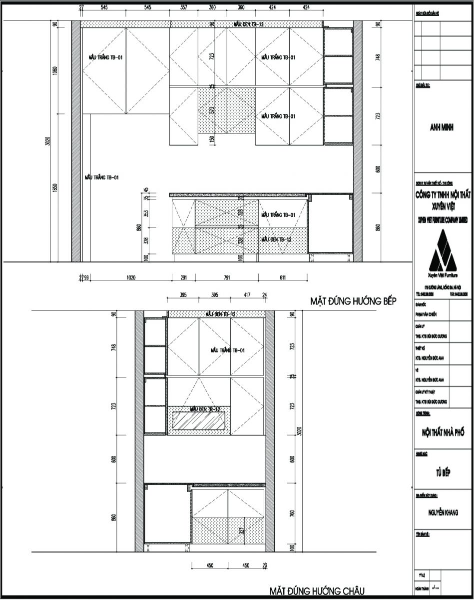 Thiết kế tủ bếp nhựa acrylic nhà anh Khánh