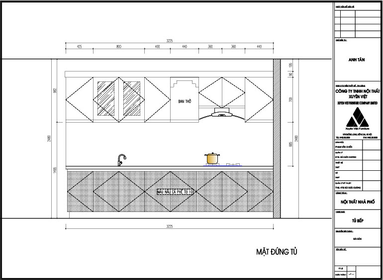 Thiết kế tủ bếp HCM nhà anh Tân
