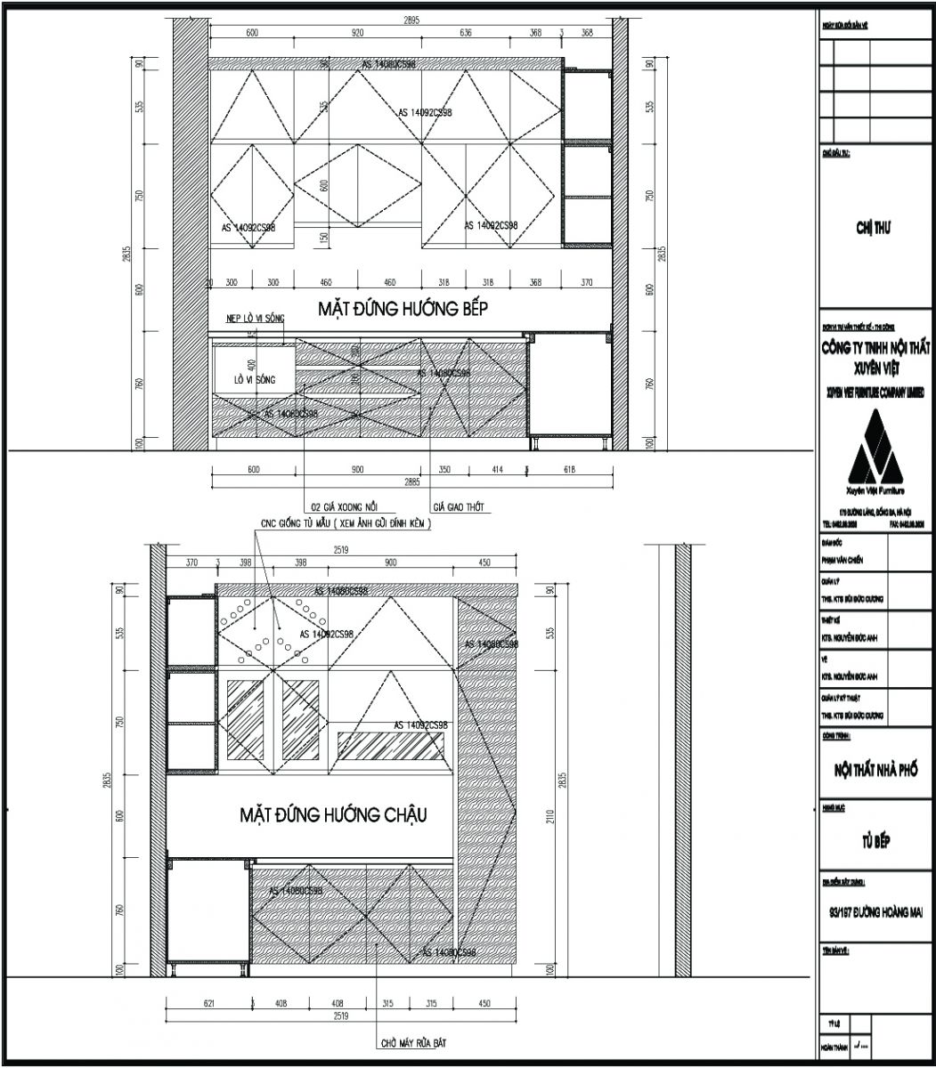 Thiết kế tủ bếp nhà chị thư