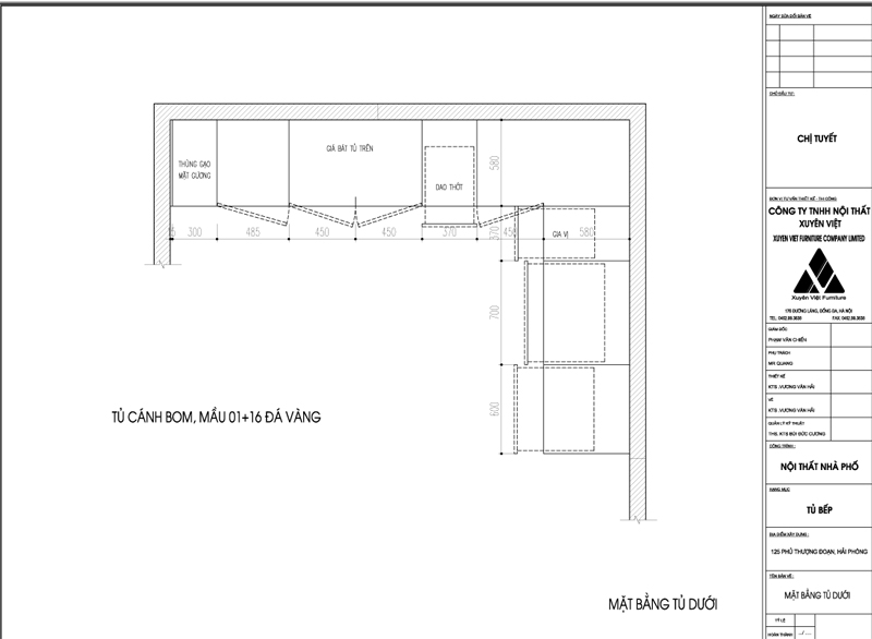 Thiết kế tủ bếp nhà chị Tuyết - Hải Phòng