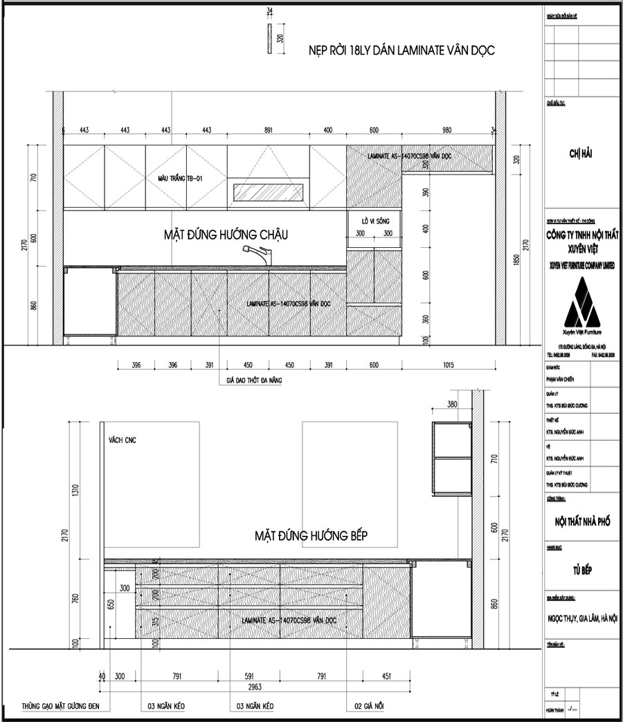 Thiết kế công năng tủ bếp nhà chị hải