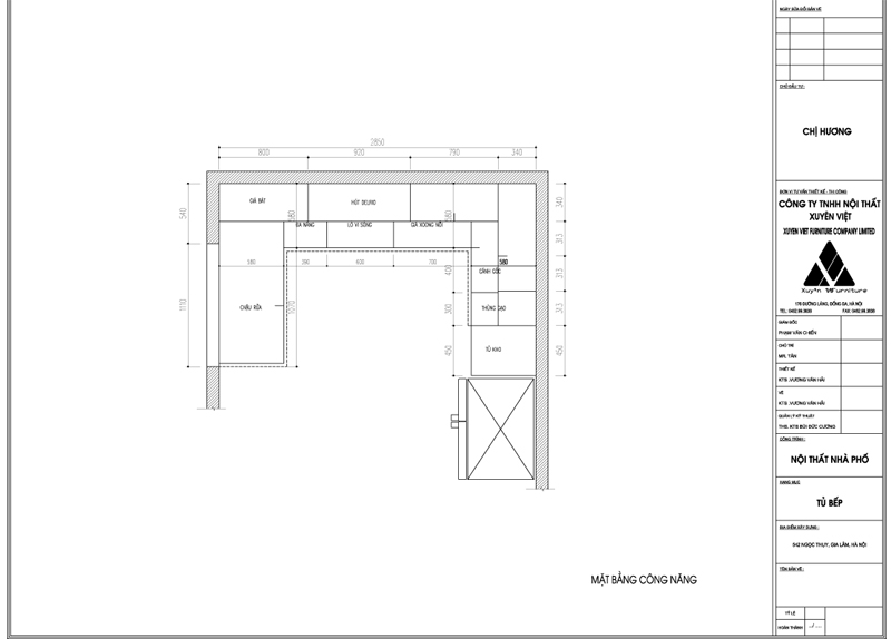 Thiết kế tủ bếp nhà chị Hương