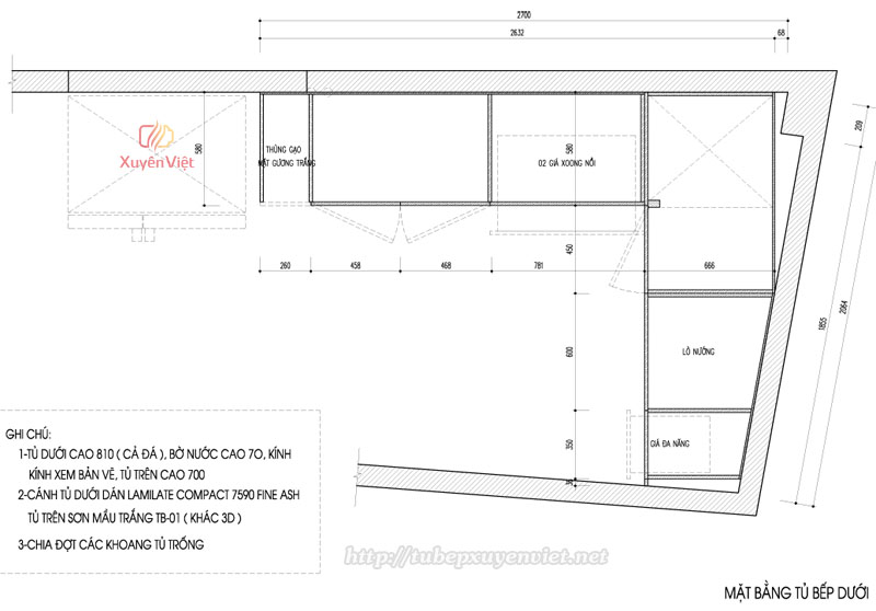 Thiết kế tủ bếp chữ L cho nhà nhỏ hẹp chị Trang - Võ chí công