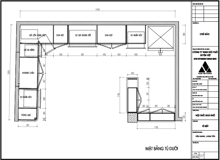 Thiết kế tủ bếp nhà chú Bảo