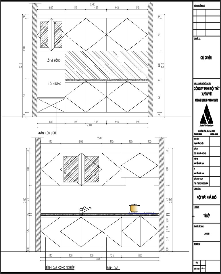 Thiết kế tủ bếp đẹp cho nhà chung cư chị Duyên